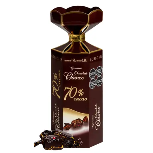 Bombonera hexagonal felfort chocolate 70% cacao